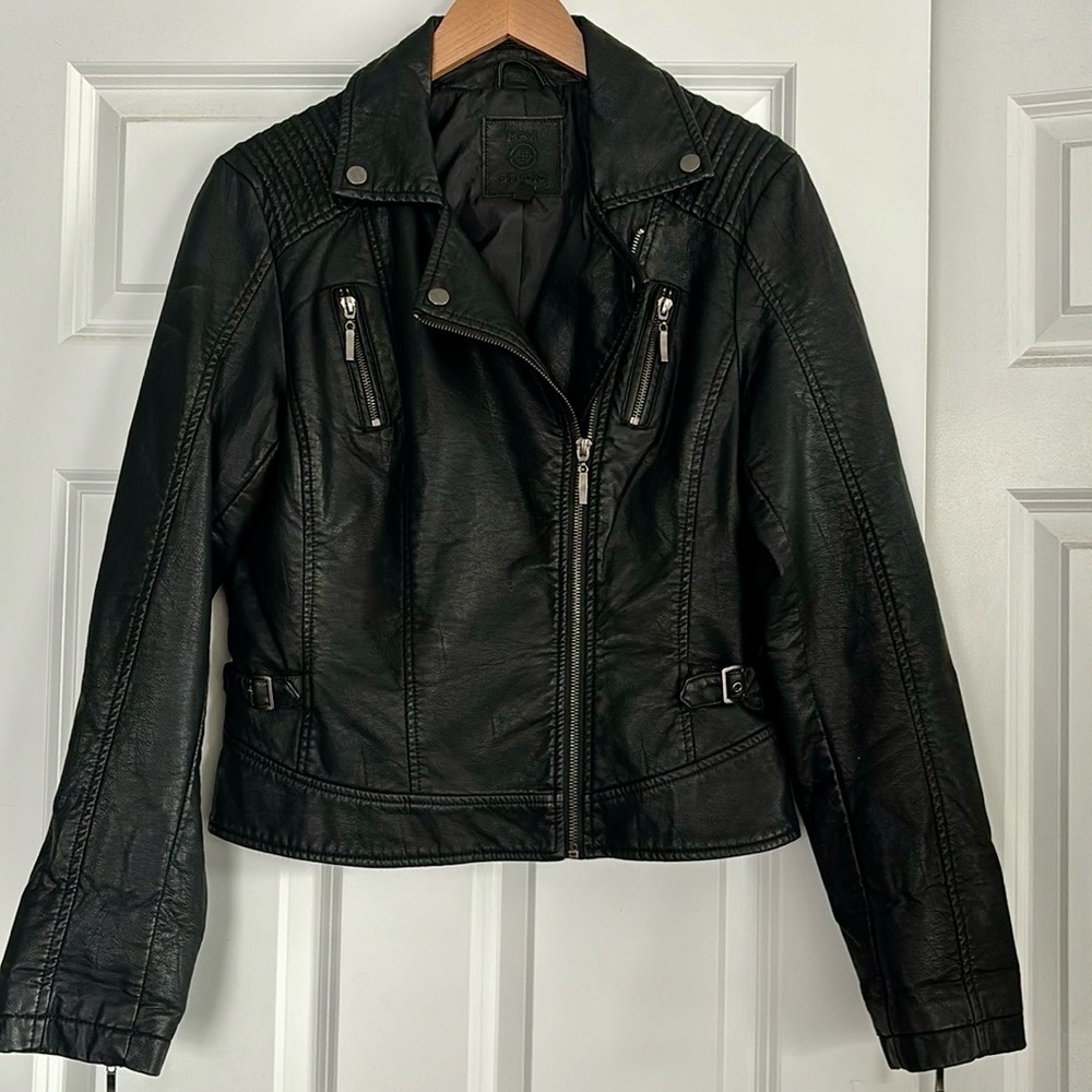 Max Studio Faux Leather Jacket Black Medium